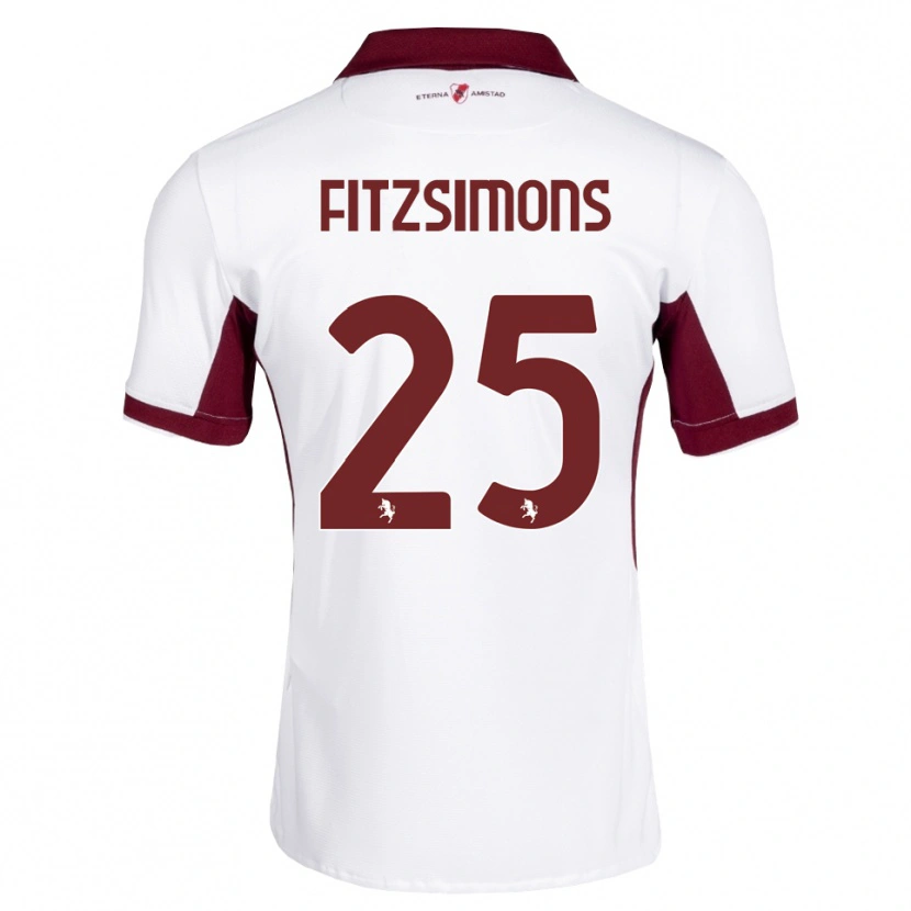 Danxen Dame Luke Fitzsimons #25 Burgunder Hvit Rød Bortetrøye Drakt Trøye 2026/27 Skjorter T-Skjorte