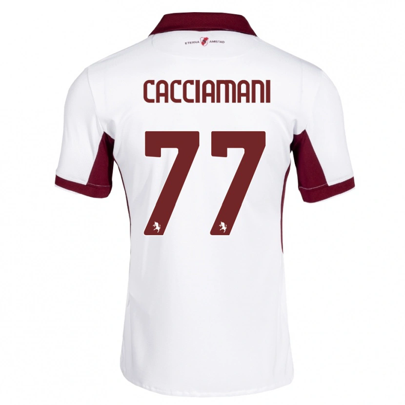 Danxen Dame Alessio Cacciamani #77 Burgunder Hvit Rød Bortetrøye Drakt Trøye 2026/27 Skjorter T-Skjorte