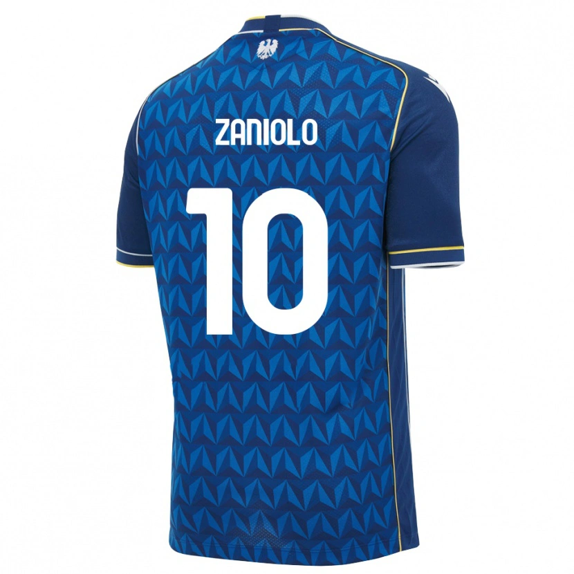 Danxen Dame Nicolò Zaniolo #10 Kongeblå Hvit Blå Bortetrøye Drakt Trøye 2026/27 Skjorter T-Skjorte