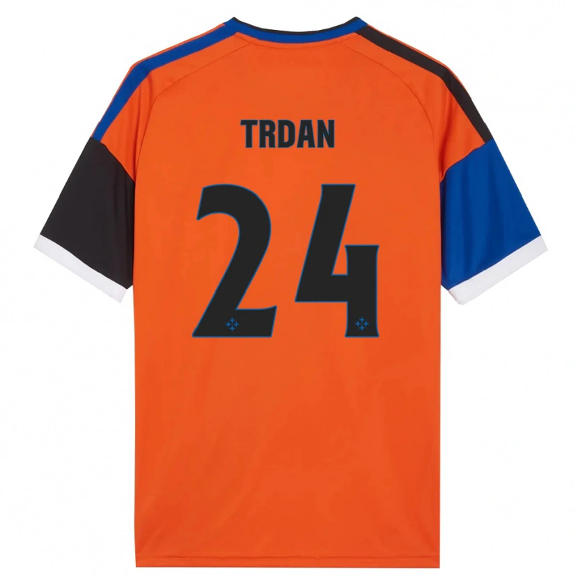 Danxen Dame Miha Trdan #24 Oransje Blå Svart Hvit Bortetrøye Drakt Trøye 2026/27 Skjorter T-Skjorte
