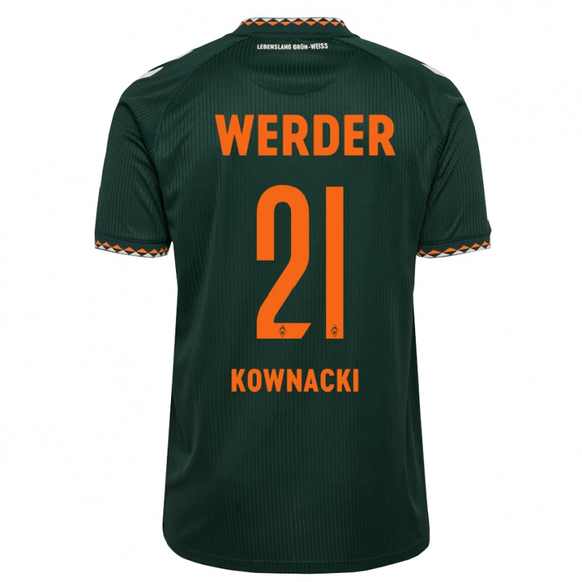 Danxen Dame Dawid Kownacki #21 Mørkegrønn Oransje Hvit Bortetrøye Drakt Trøye 2026/27 Skjorter T-Skjorte