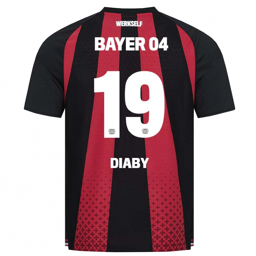 Danxen Barn Moussa Diaby #19 Svart Hvit Rød Hjemmetrøye Drakt Trøye 2026/27 Skjorter T-Skjorte