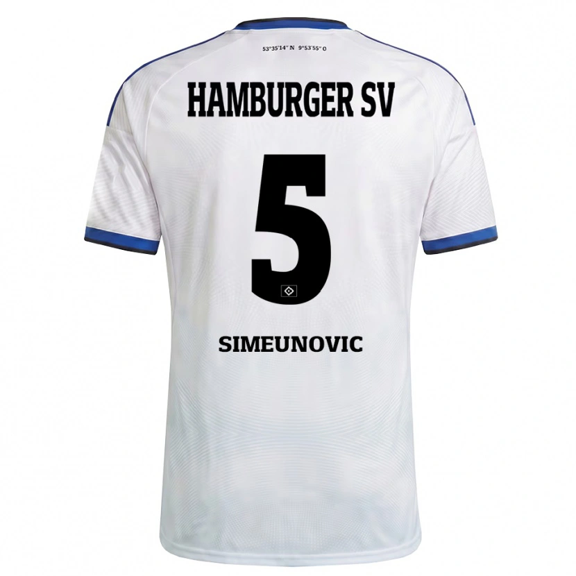 Danxen Barn Denis Simeunovic #5 Hvit Svart Blå Hjemmetrøye Drakt Trøye 2026/27 Skjorter T-Skjorte