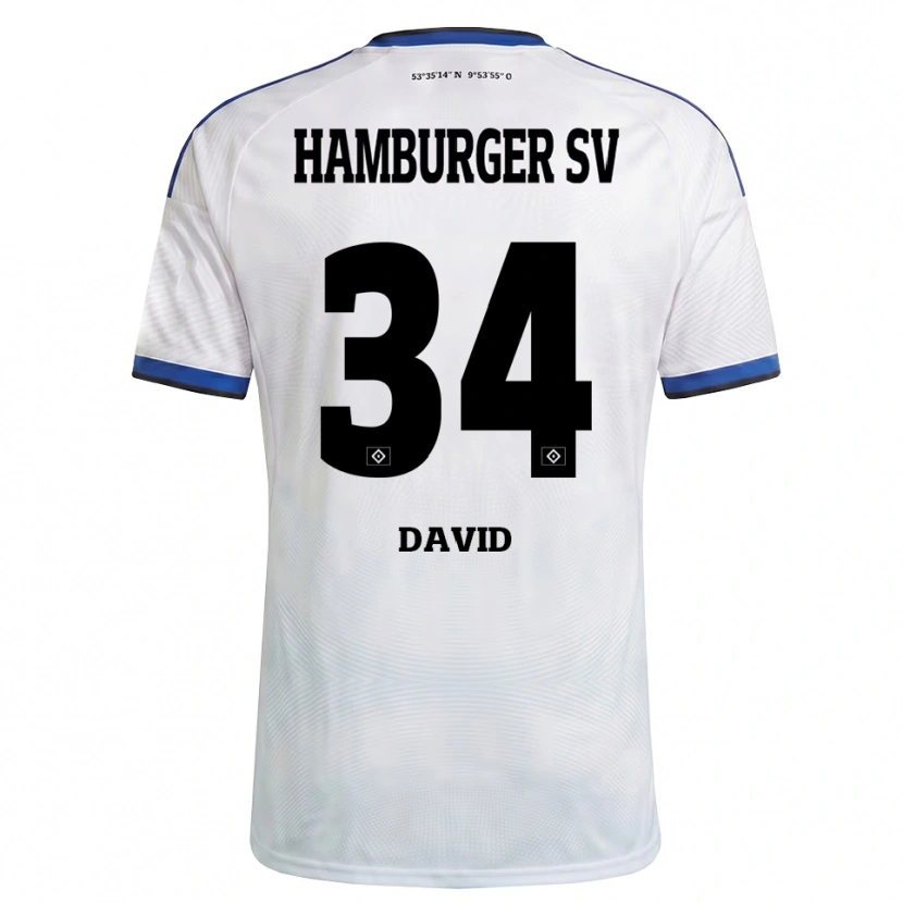 Danxen Barn Jonas David #34 Hvit Svart Blå Hjemmetrøye Drakt Trøye 2026/27 Skjorter T-Skjorte