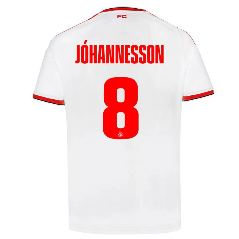 Danxen Barn Ísak Jóhannesson #8 Hvit Rød Svart Hjemmetrøye Drakt Trøye 2026/27 Skjorter T-Skjorte