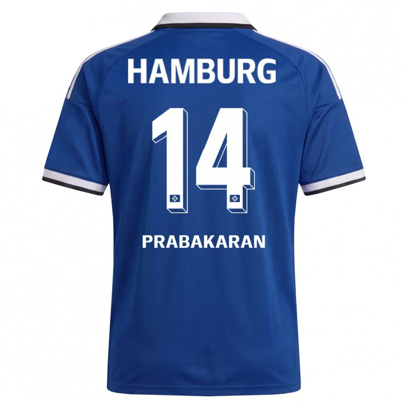 Danxen Barn Nilavan Prabakaran #14 Hvit Blå Bortetrøye Drakt Trøye 2026/27 Skjorter T-Skjorte