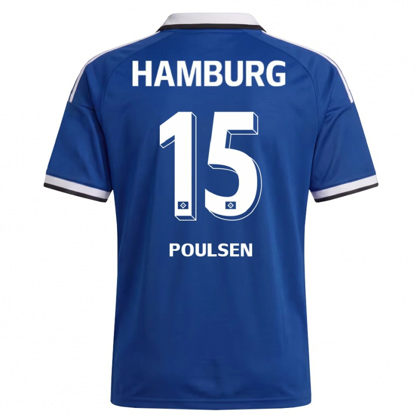 Danxen Barn Yussuf Poulsen #15 Hvit Blå Bortetrøye Drakt Trøye 2026/27 Skjorter T-Skjorte