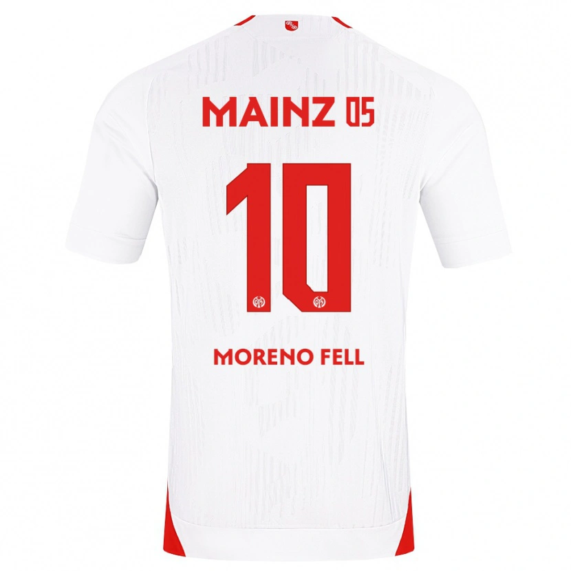 Danxen Barn Fabio Moreno Fell #10 Hvit Rød Gul Bortetrøye Drakt Trøye 2026/27 Skjorter T-Skjorte