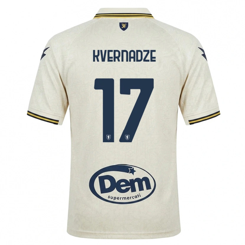 Danxen Barn Giorgi Kvernadze #17 Oldlace Gul Svart Bortetrøye Drakt Trøye 2026/27 Skjorter T-Skjorte