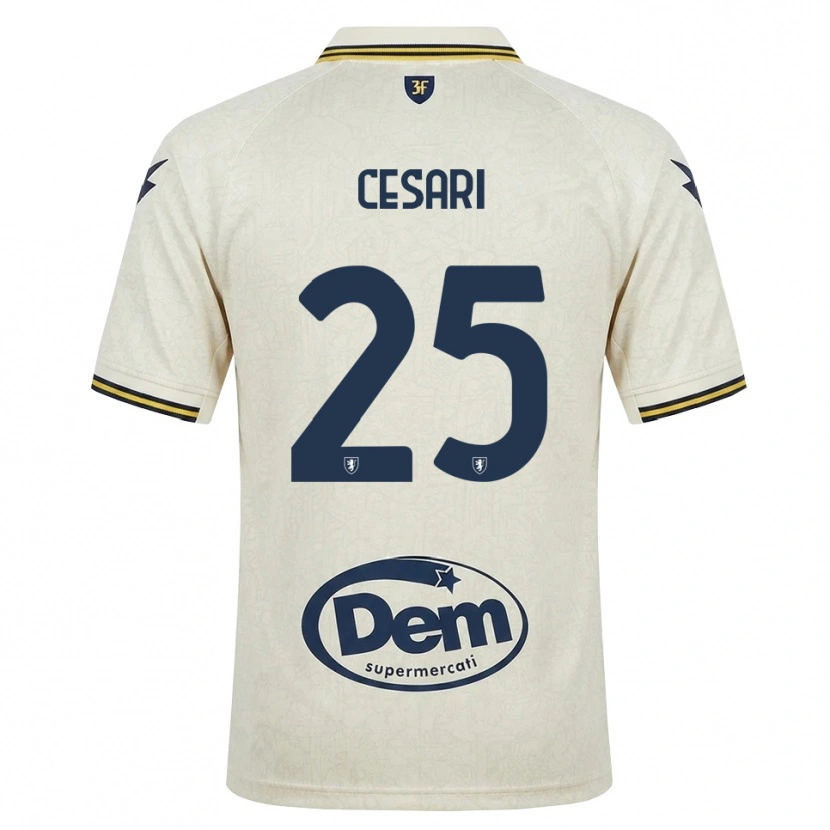 Danxen Barn Nicolò Cesari #25 Oldlace Gul Svart Bortetrøye Drakt Trøye 2026/27 Skjorter T-Skjorte