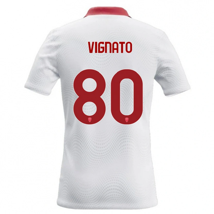 Danxen Barn Samuele Vignato #80 Hvit Rød Bortetrøye Drakt Trøye 2026/27 Skjorter T-Skjorte