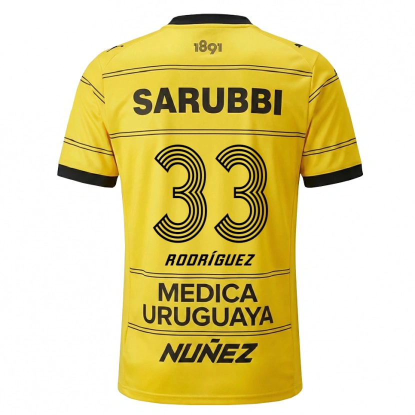 Danxen Barn Jonathan Rodríguez #33 Gul Svart Bortetrøye Drakt Trøye 2026/27 Skjorter T-Skjorte