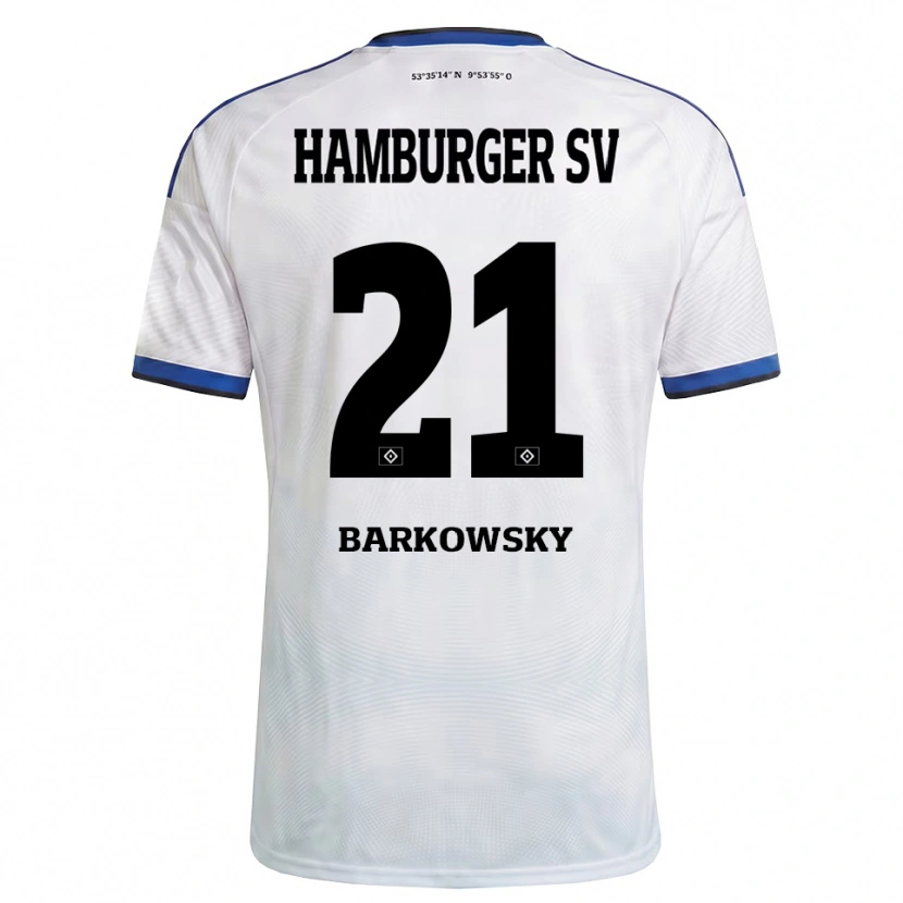 Danxen Mann Finn Barkowsky #21 Hvit Svart Blå Hjemmetrøye Drakt Trøye 2026/27 Skjorter T-Skjorte
