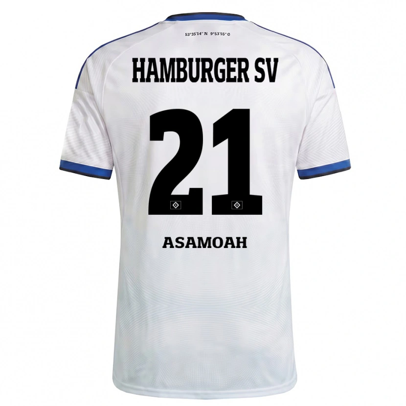 Danxen Mann Justin Asamoah #21 Hvit Svart Blå Hjemmetrøye Drakt Trøye 2026/27 Skjorter T-Skjorte