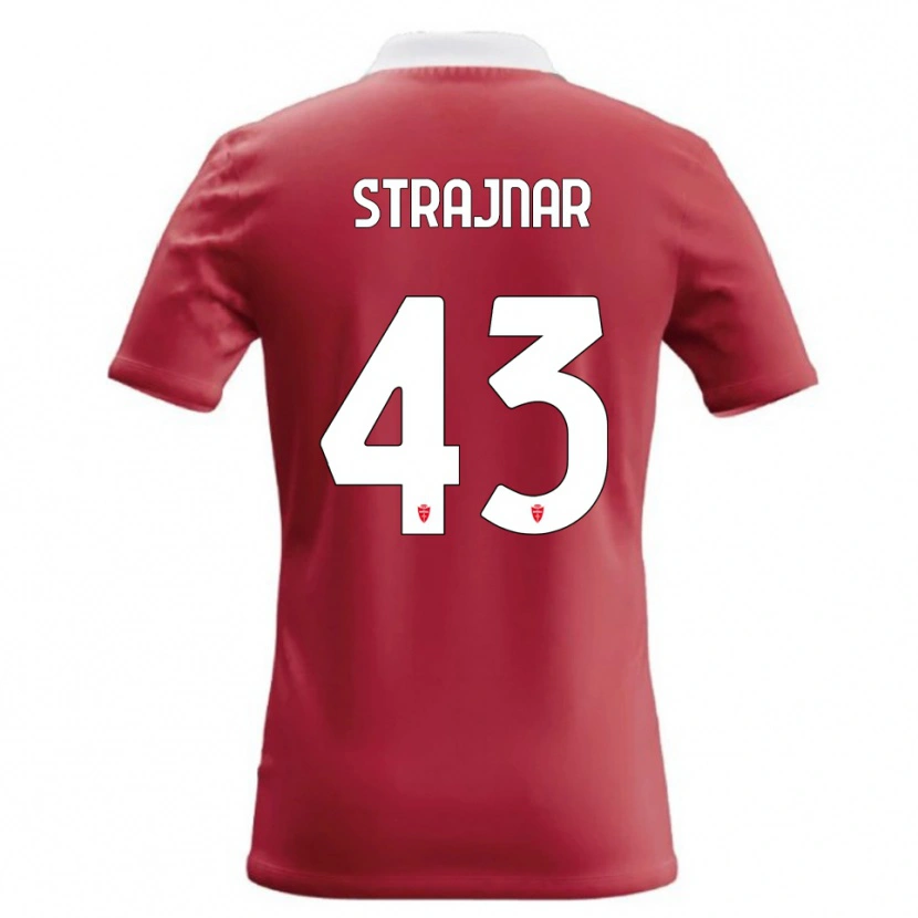 Danxen Mann Aljaz Strajnar #43 Rød Hvit Hjemmetrøye Drakt Trøye 2026/27 Skjorter T-Skjorte