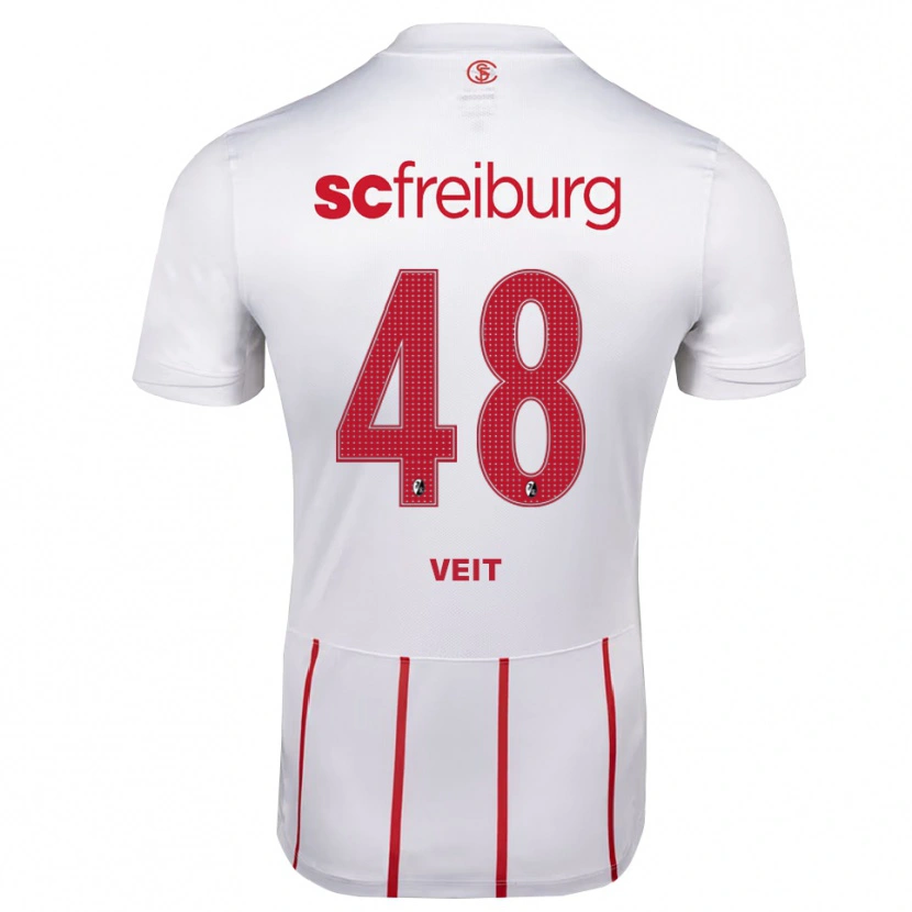 Danxen Mann Jannik Veit #48 Hvit Rød Gul Bortetrøye Drakt Trøye 2026/27 Skjorter T-Skjorte