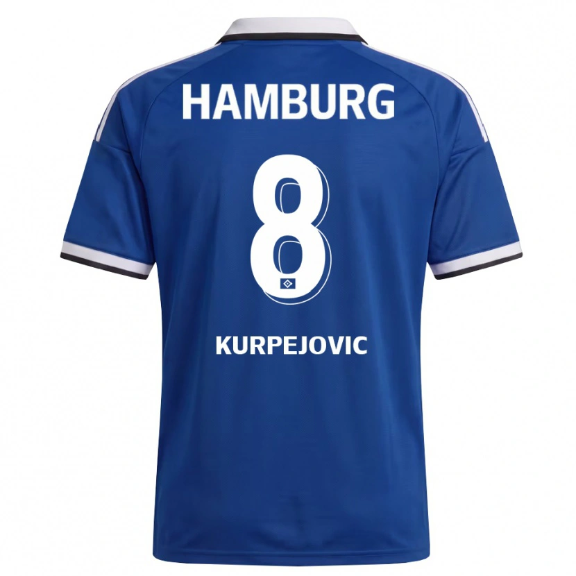 Danxen Mann Emin Kurpejovic #8 Hvit Blå Bortetrøye Drakt Trøye 2026/27 Skjorter T-Skjorte