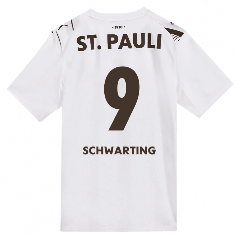 Danxen Mann Dominik Schwarting #9 Kaffe Hvit Rød Bortetrøye Drakt Trøye 2026/27 Skjorter T-Skjorte