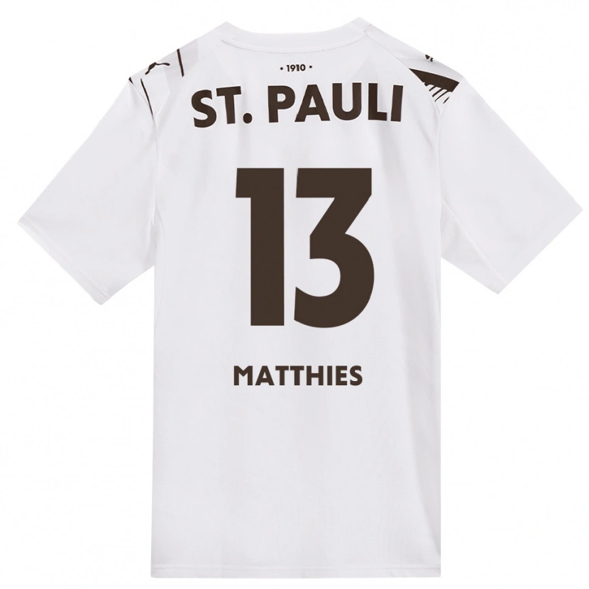 Danxen Mann Leo Matthies #13 Kaffe Hvit Rød Bortetrøye Drakt Trøye 2026/27 Skjorter T-Skjorte