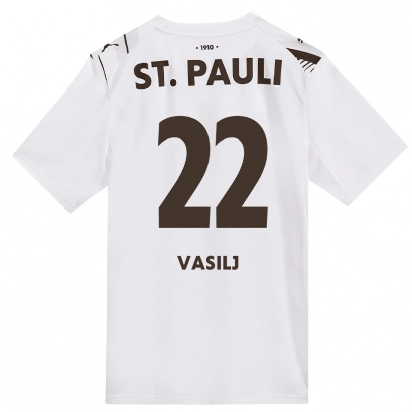 Danxen Mann Nikola Vasilj #22 Kaffe Hvit Rød Bortetrøye Drakt Trøye 2026/27 Skjorter T-Skjorte