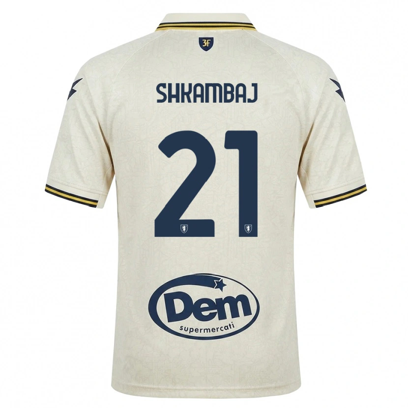 Danxen Mann Ardit Shkambaj #21 Oldlace Gul Svart Bortetrøye Drakt Trøye 2026/27 Skjorter T-Skjorte
