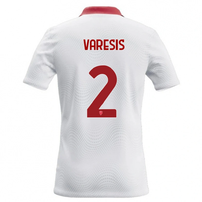 Danxen Mann Konstantinos Varesis #2 Hvit Rød Bortetrøye Drakt Trøye 2026/27 Skjorter T-Skjorte