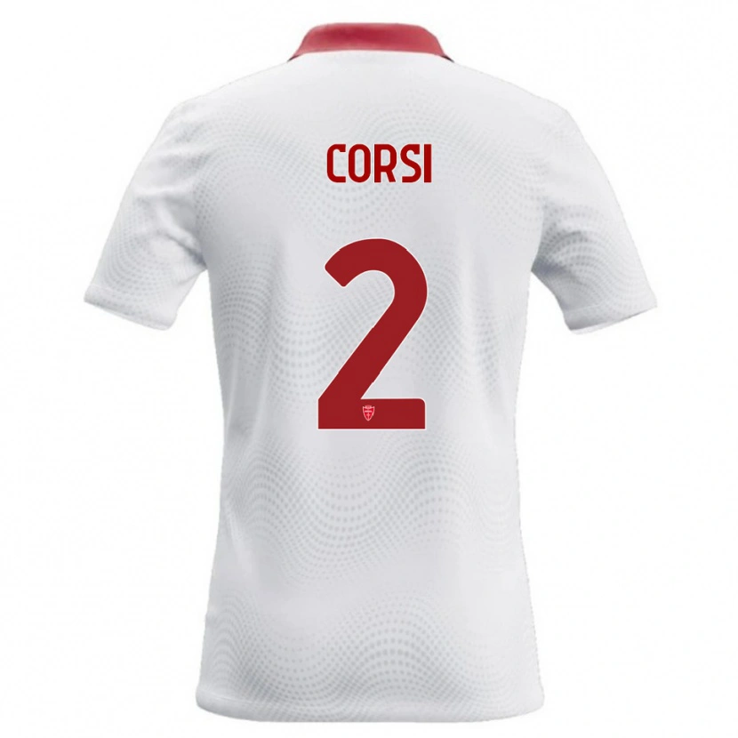 Danxen Mann Giovanni Corsi #2 Hvit Rød Bortetrøye Drakt Trøye 2026/27 Skjorter T-Skjorte