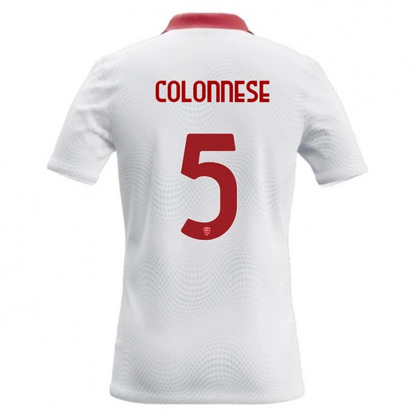 Danxen Mann Lorenzo Colonnese #5 Hvit Rød Bortetrøye Drakt Trøye 2026/27 Skjorter T-Skjorte