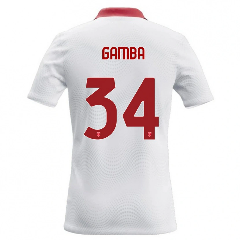 Danxen Mann Alberto Gamba #34 Hvit Rød Bortetrøye Drakt Trøye 2026/27 Skjorter T-Skjorte