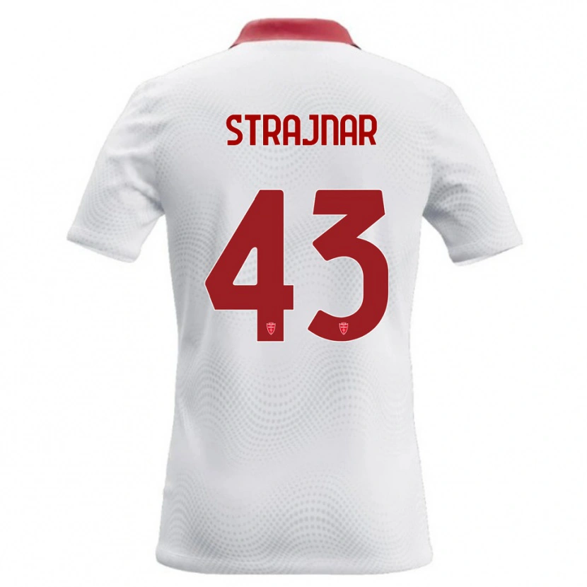 Danxen Mann Aljaz Strajnar #43 Hvit Rød Bortetrøye Drakt Trøye 2026/27 Skjorter T-Skjorte
