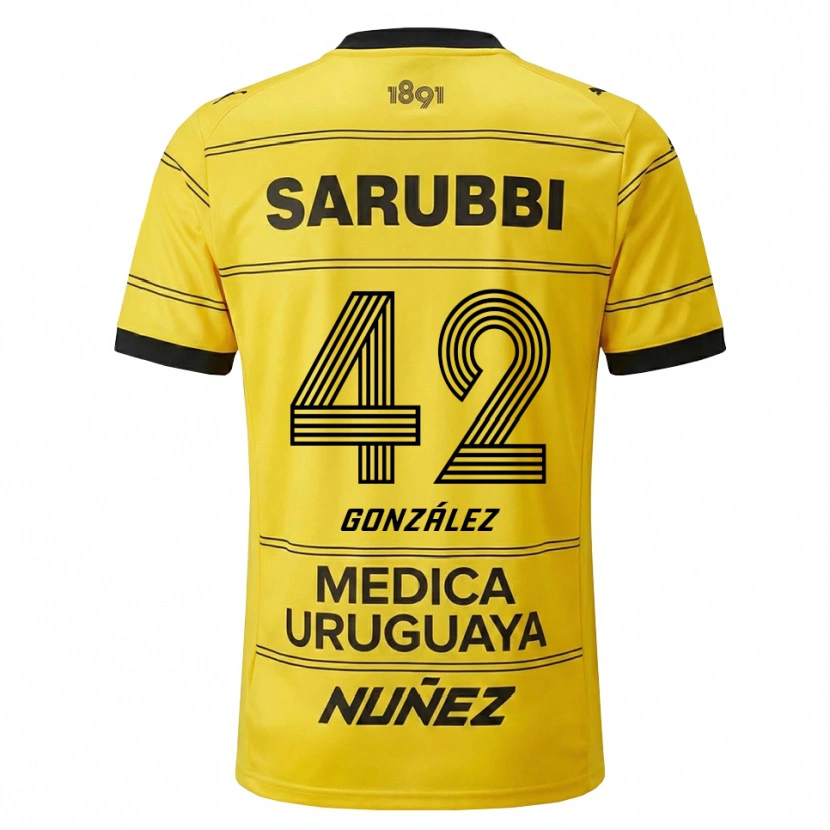 Danxen Mann Luciano González #42 Gul Svart Bortetrøye Drakt Trøye 2026/27 Skjorter T-Skjorte