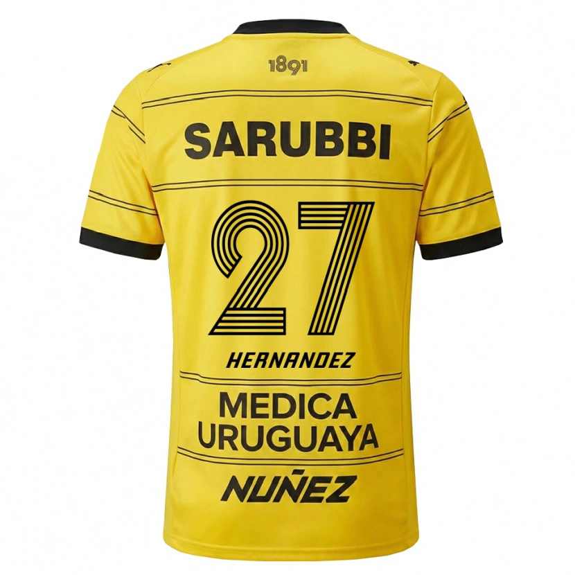 Danxen Mann Lucas Hernández #27 Gul Svart Bortetrøye Drakt Trøye 2026/27 Skjorter T-Skjorte