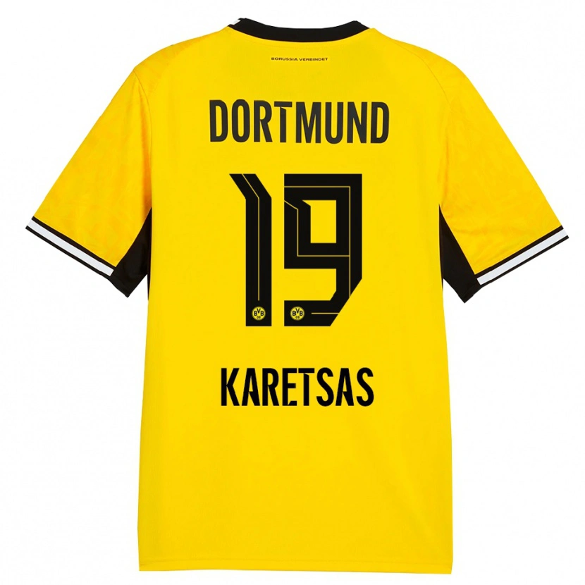 Danxen Dame Konstantinos Karetsas #19 Gul Svart Hvit Hjemmetrøye Drakt Trøye 2026/27 Skjorter T-Skjorte