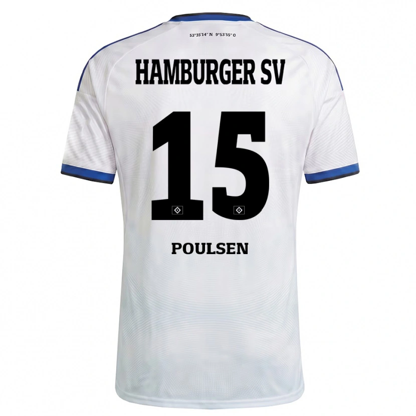 Danxen Dame Yussuf Poulsen #15 Hvit Svart Blå Hjemmetrøye Drakt Trøye 2026/27 Skjorter T-Skjorte