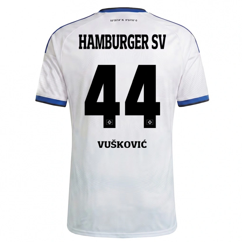 Danxen Dame Mario Vuskovic #44 Hvit Svart Blå Hjemmetrøye Drakt Trøye 2026/27 Skjorter T-Skjorte
