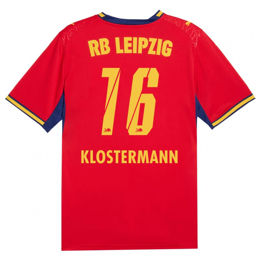 Danxen Dame Lukas Klostermann #16 Rød Gul Kongeblå Bortetrøye Drakt Trøye 2026/27 Skjorter T-Skjorte