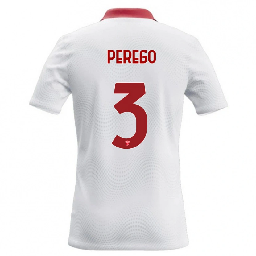 Danxen Dame Gregorio Perego #3 Hvit Rød Bortetrøye Drakt Trøye 2026/27 Skjorter T-Skjorte