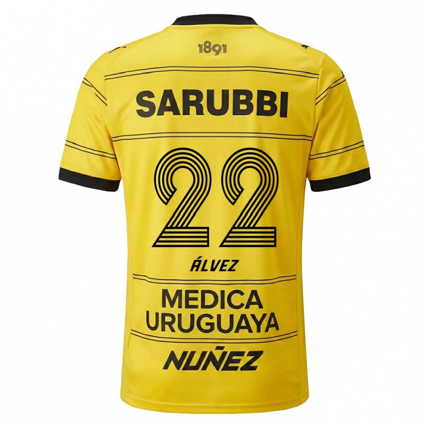 Danxen Dame Facundo Álvez #22 Gul Svart Bortetrøye Drakt Trøye 2026/27 Skjorter T-Skjorte