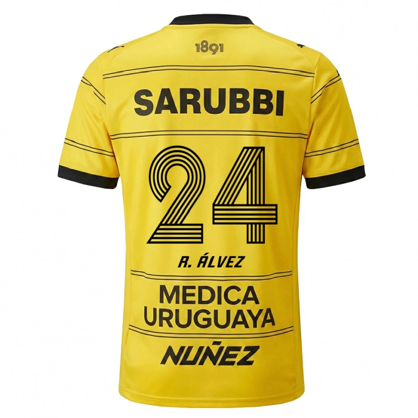 Danxen Dame Rodrigo Álvez #24 Gul Svart Bortetrøye Drakt Trøye 2026/27 Skjorter T-Skjorte