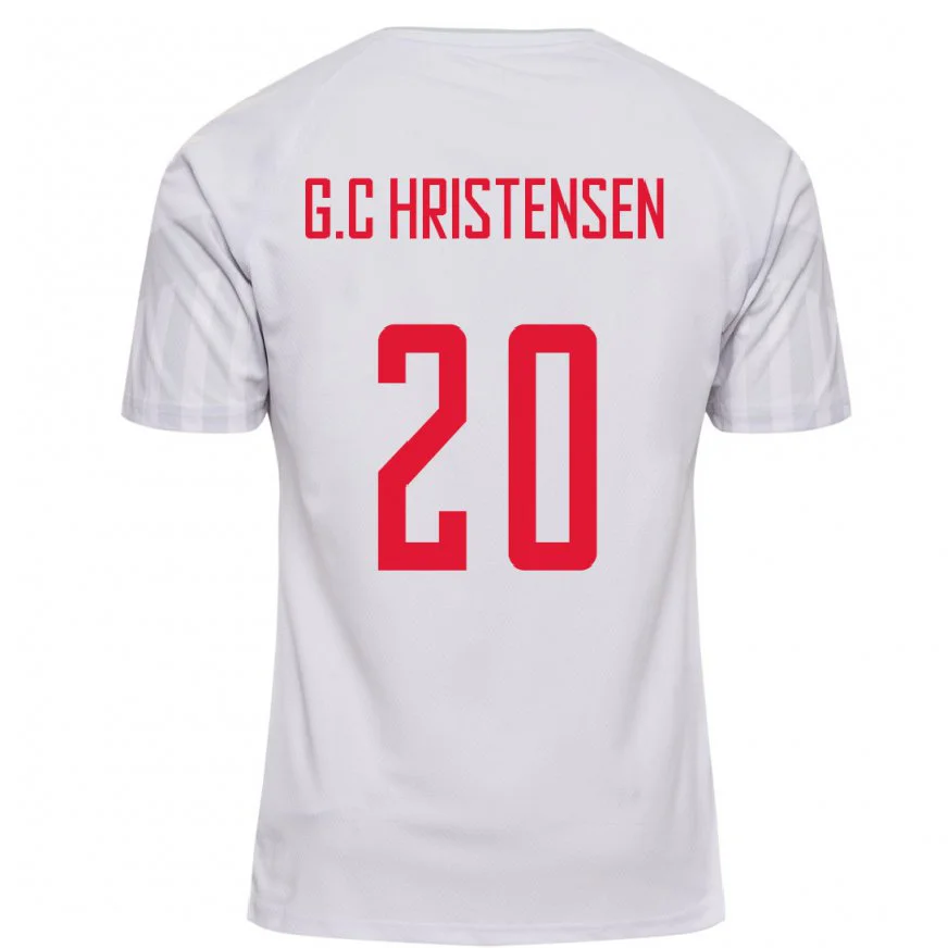 Danxen Dame Danmarks Gustav Christensen #20 Hvit Bortetrøye Drakt Trøye 22-24 Skjorter T-skjorte