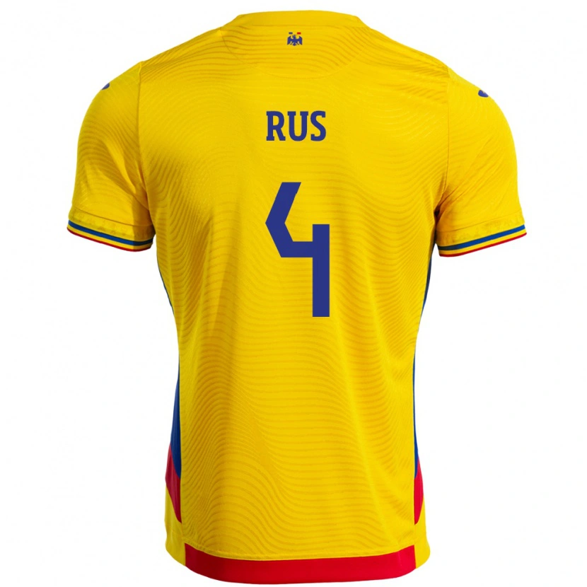 Danxen Barn Romania Adrian Rus #4 Gul Hjemmetrøye Drakt Trøye 24-26 Skjorter T-Skjorte