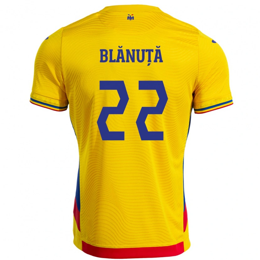 Danxen Barn Romania Vladislav Blănuță #22 Gul Hjemmetrøye Drakt Trøye 24-26 Skjorter T-Skjorte