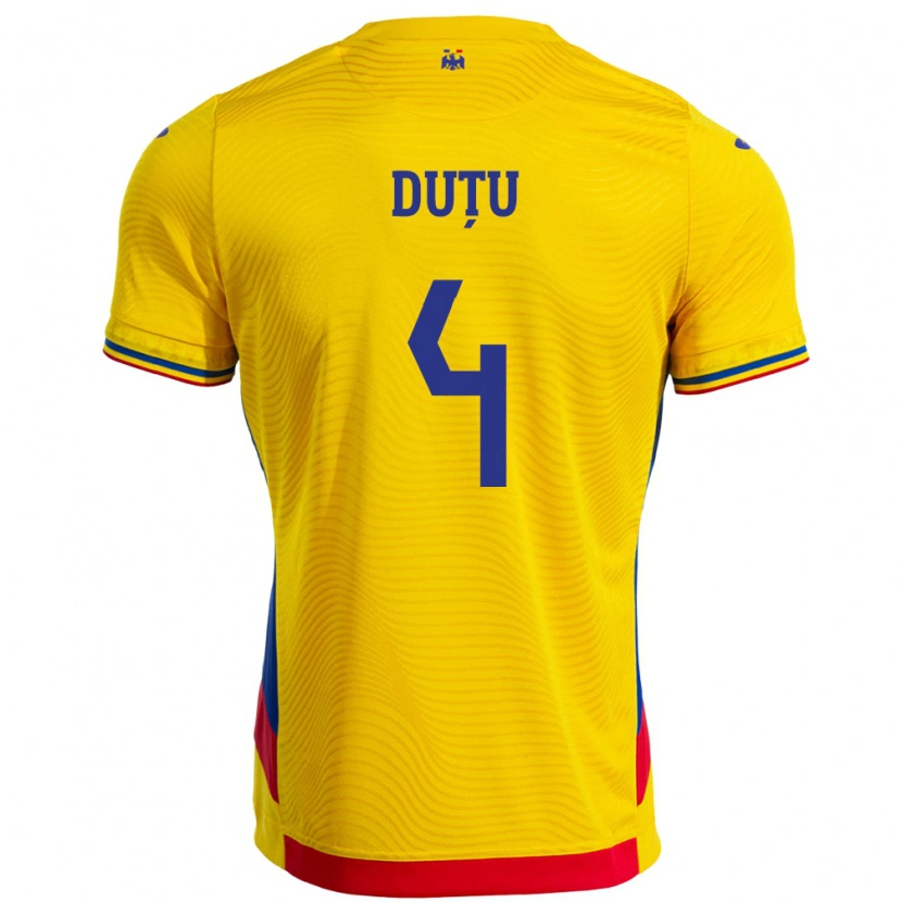 Danxen Barn Romania Ștefan Duțu #4 Gul Hjemmetrøye Drakt Trøye 24-26 Skjorter T-Skjorte