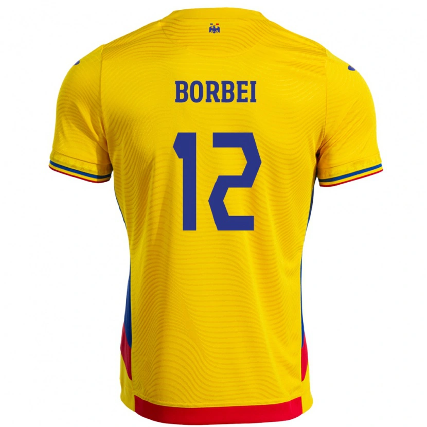 Danxen Barn Romania Alexandru Borbei #12 Gul Hjemmetrøye Drakt Trøye 24-26 Skjorter T-Skjorte