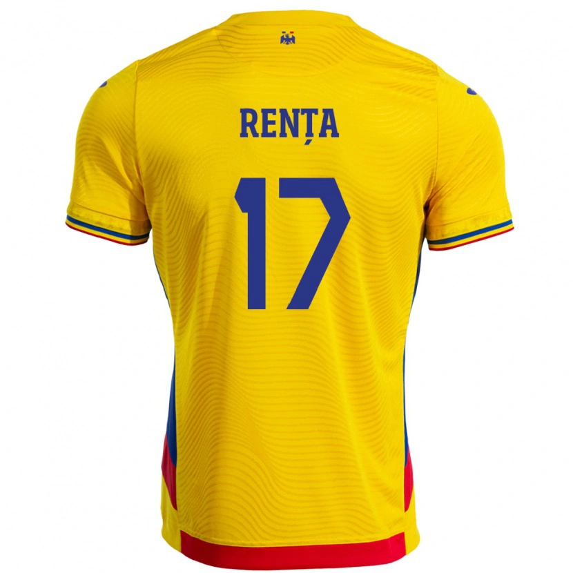 Danxen Barn Romania Denis Rența #17 Gul Hjemmetrøye Drakt Trøye 24-26 Skjorter T-Skjorte