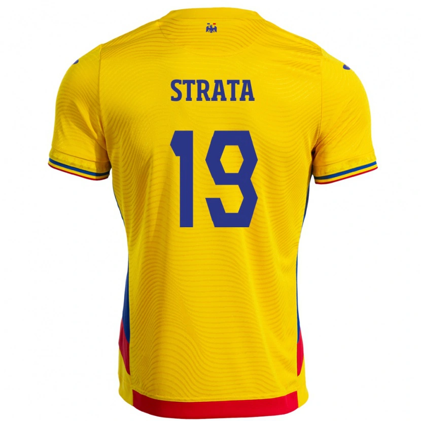 Danxen Barn Romania Tony Strata #19 Gul Hjemmetrøye Drakt Trøye 24-26 Skjorter T-Skjorte