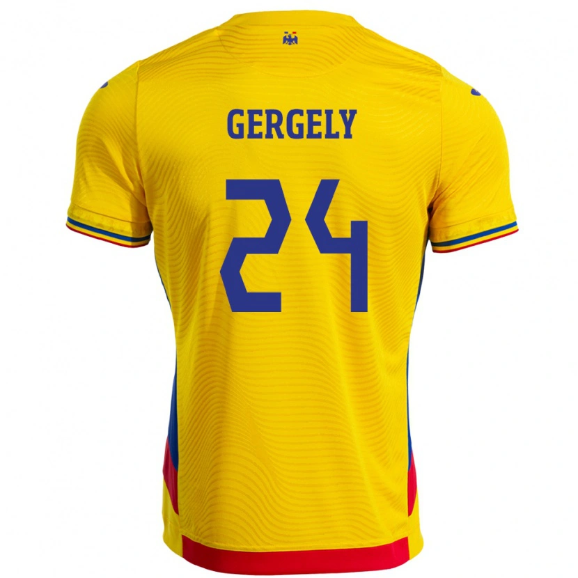 Danxen Barn Romania Botond Gergely #24 Gul Hjemmetrøye Drakt Trøye 24-26 Skjorter T-Skjorte