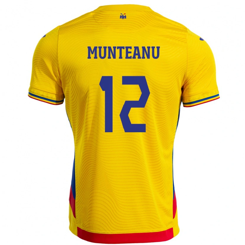 Danxen Barn Romania Rafael Munteanu #12 Gul Hjemmetrøye Drakt Trøye 24-26 Skjorter T-Skjorte