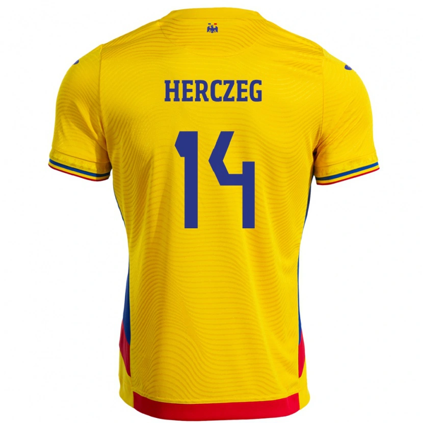 Danxen Barn Romania Andrea Herczeg #14 Gul Hjemmetrøye Drakt Trøye 24-26 Skjorter T-Skjorte