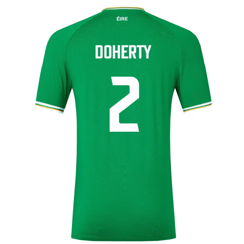 Danxen Barn Irland Matt Doherty #2 Grønn Hjemmetrøye Drakt Trøye 24-26 Skjorter T-Skjorte
